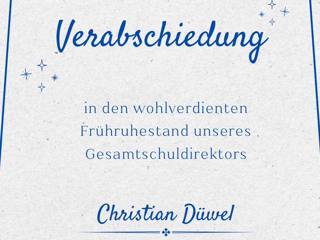 Verabschiedung von Herrn Düwel